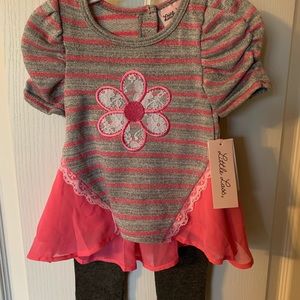 Baby girl pink/gray matching outfit